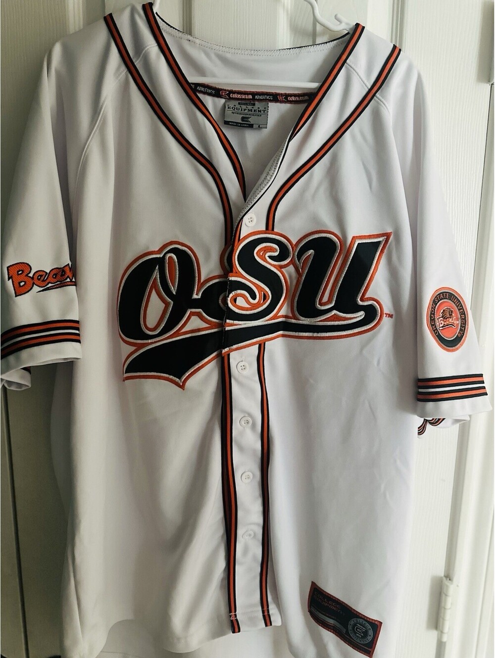 Vintage Oregon State Beavers Baseball Jersey Colosseum Athletics NCAA White L